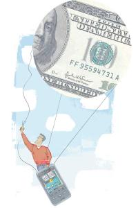 Money Balloon with a cellphone attached