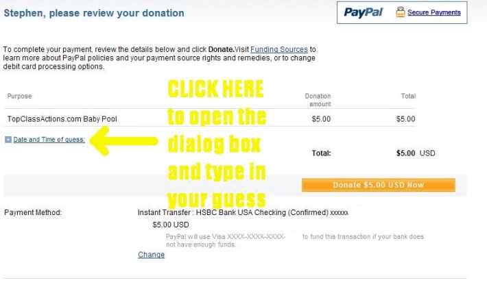 paypal example of where to click