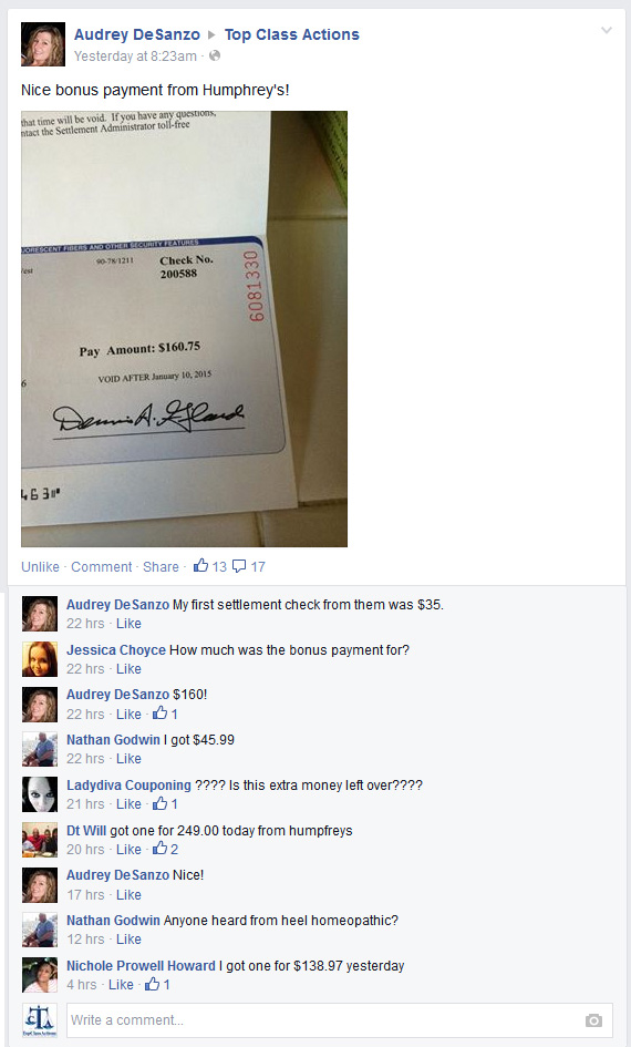 Humphreys class action settlement