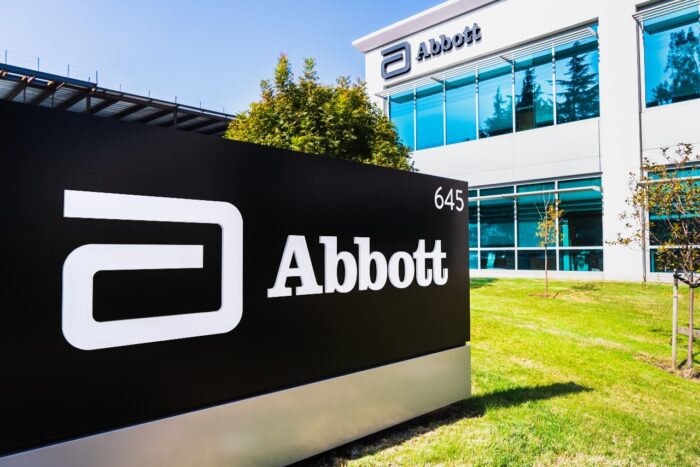 Close up of Abbott Laboratories sign at their headquarters in Silicon Valley