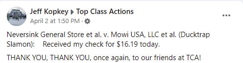 Mowi Salmon FB settlements paying out