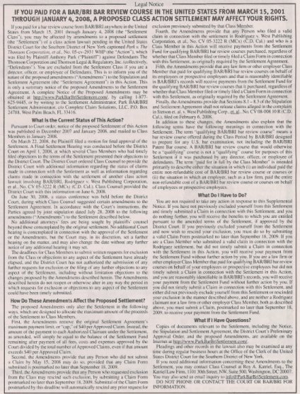 BAR/BRI Review Short Form Notice
