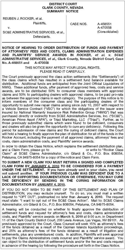 Auto/Car Extended Warranty Class Action Lawsuit Settlement Notice