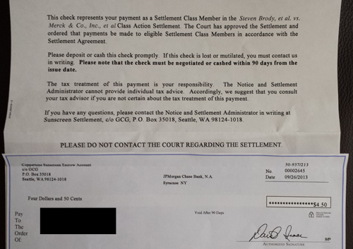 Copperton sunscreen settlement check