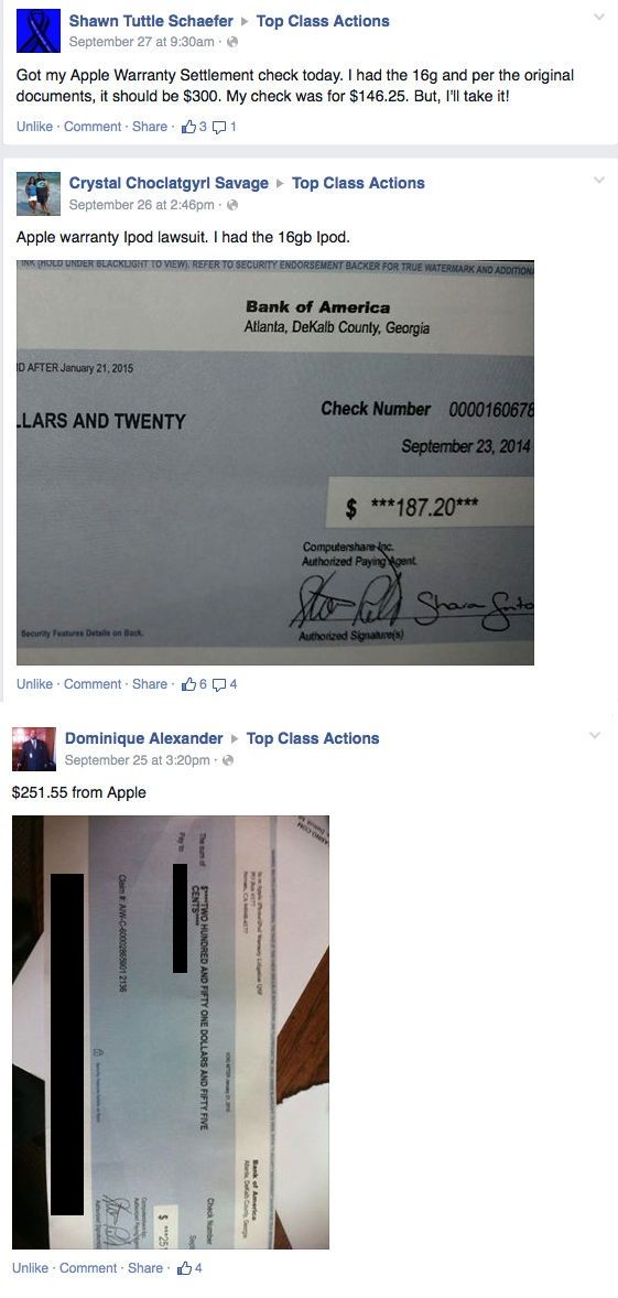 Apple warranty settlement money