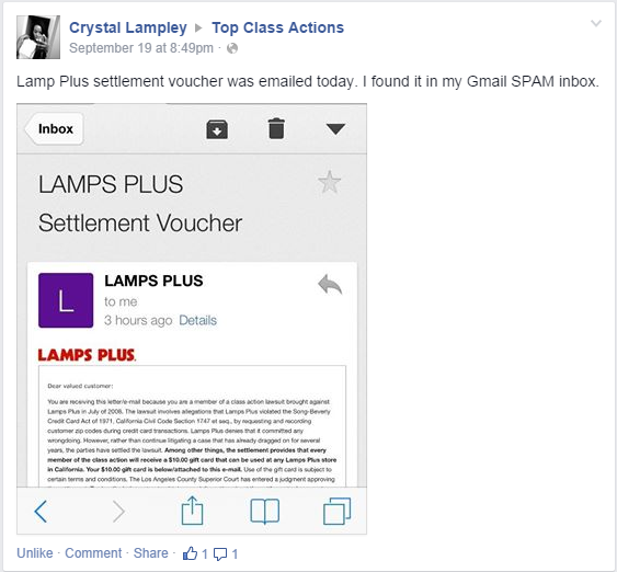 Lamps Plus settlement money