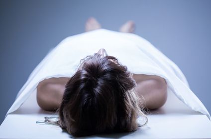 Dead woman in the morgue