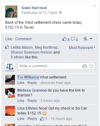 Bank of the West check