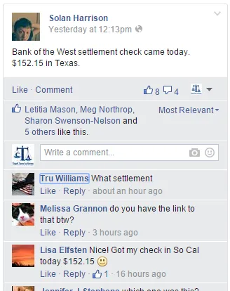 Bank of the West check