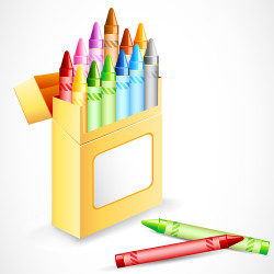 illustration of pack full of colorful crayon color