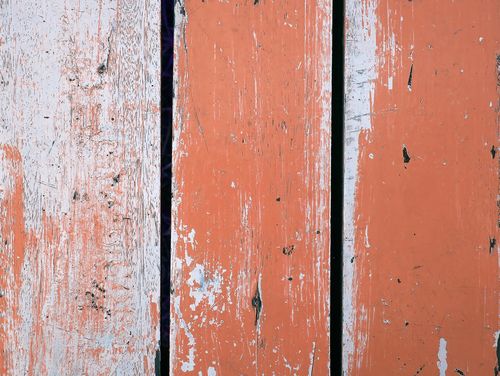Surface of old wood Paint over with white and orange