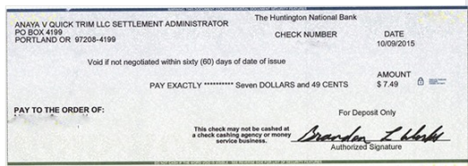 Quick Trim class action settlement
