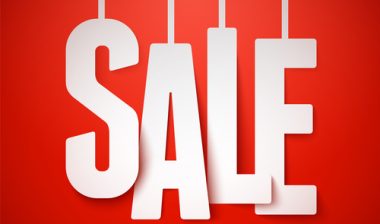 sale sign on red background