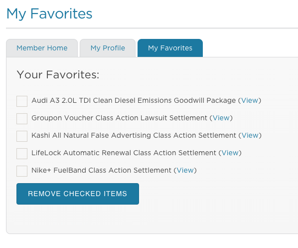 My Favorites Top Class Actions