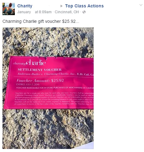 Charming Charlie class action settlement