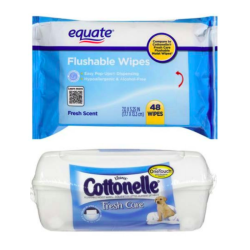 equate flushable wipes and cottonelle flushable wipes