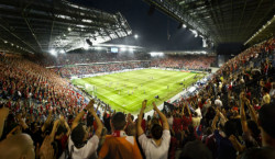 soccer fans in stadium