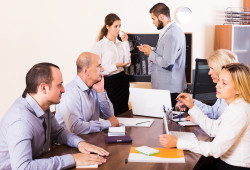upset business team