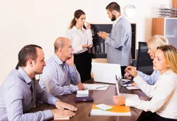 upset business team