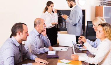 upset business team