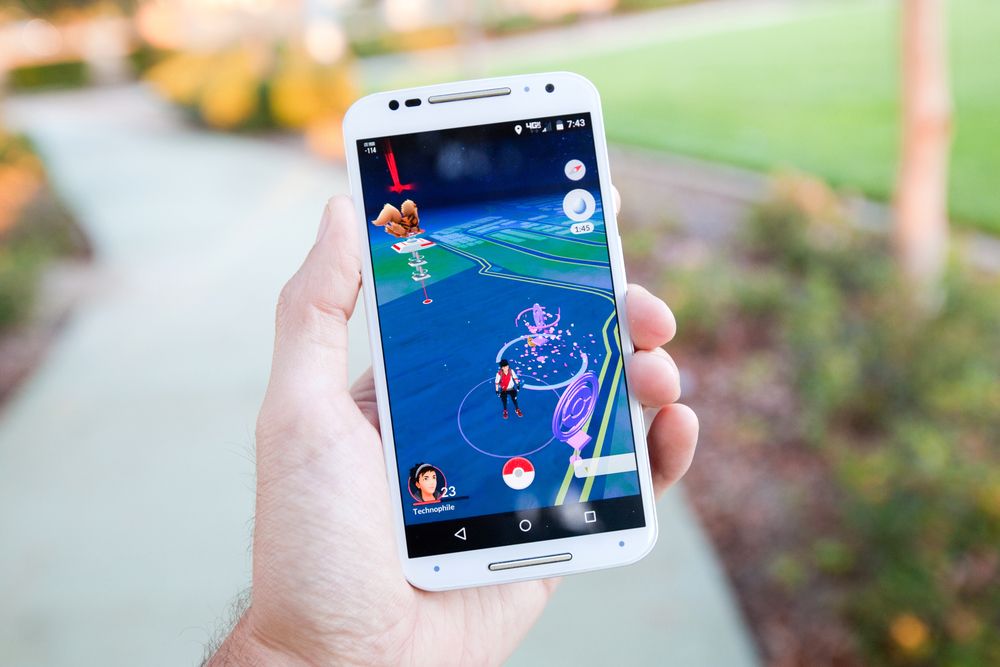 Pokemon GO Game Map Showing Pokestops and a Pokemon Gym