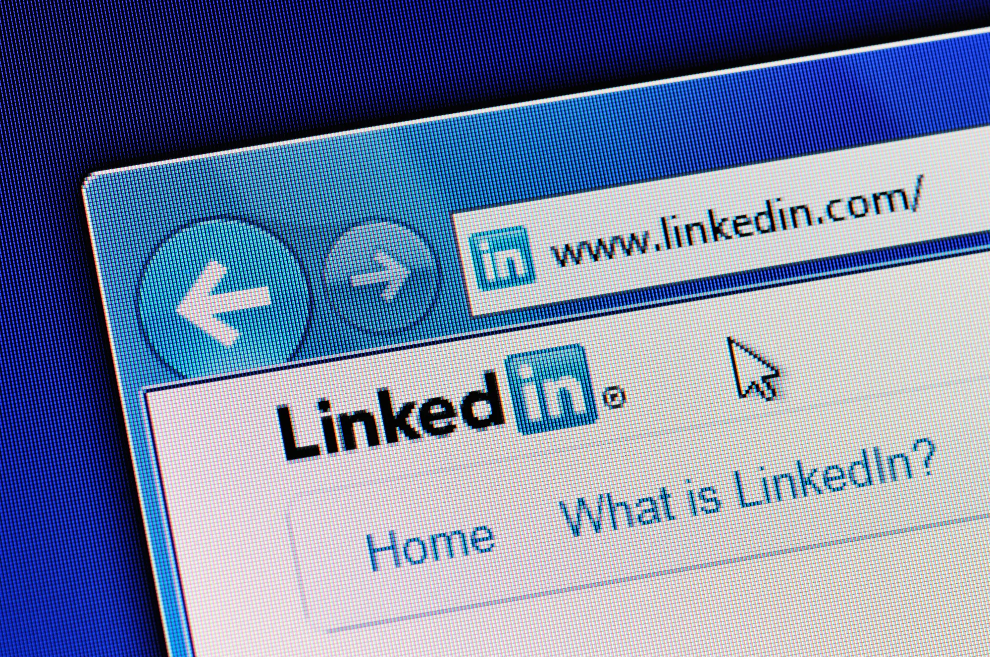Muenster, Germany - May 23, 2011: Linkedin homepage is displayed in web browser on a computer screen. Linkedin.com is a business-oriented social networking site.
