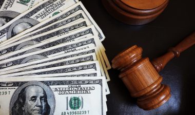 court gavel with money