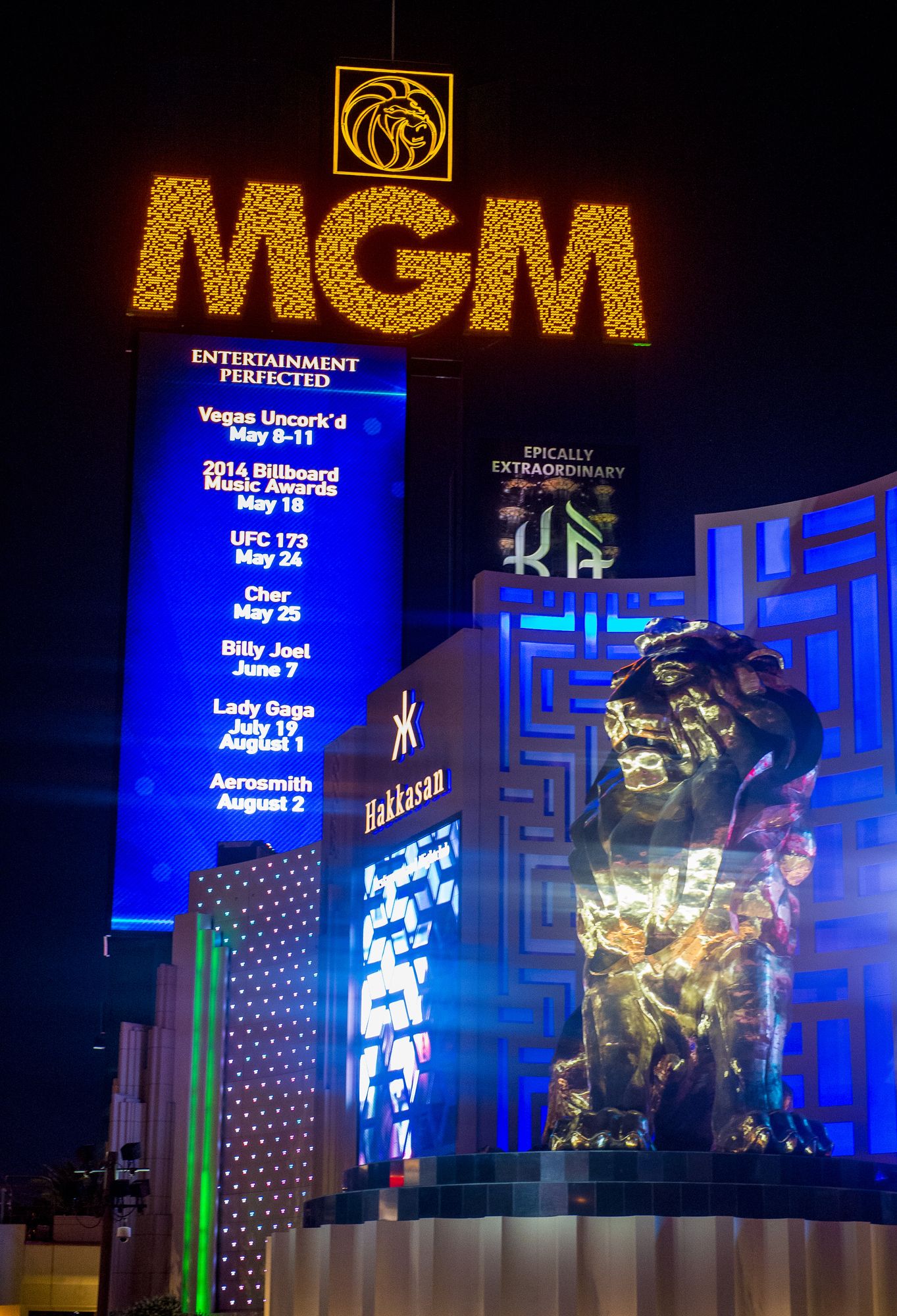 LAS VEGAS - MAY 12 : MGM hotel and casino on May 12 , 2014 in Las Vegas. The MGM Grand is the third largest hotel in the world and the largest hotel resort complex in the USA