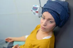 Woman having chemotherapy treatment