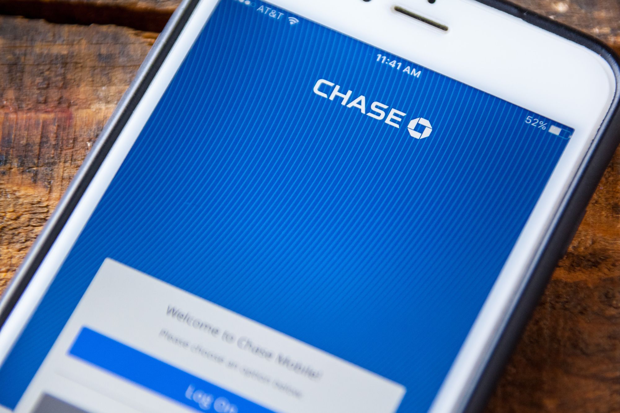 LAS VEGAS, NV - September 22. 2016 - Chase Bank App On Apple iPhone Screen. Splash Screen Display. Selective Focus.