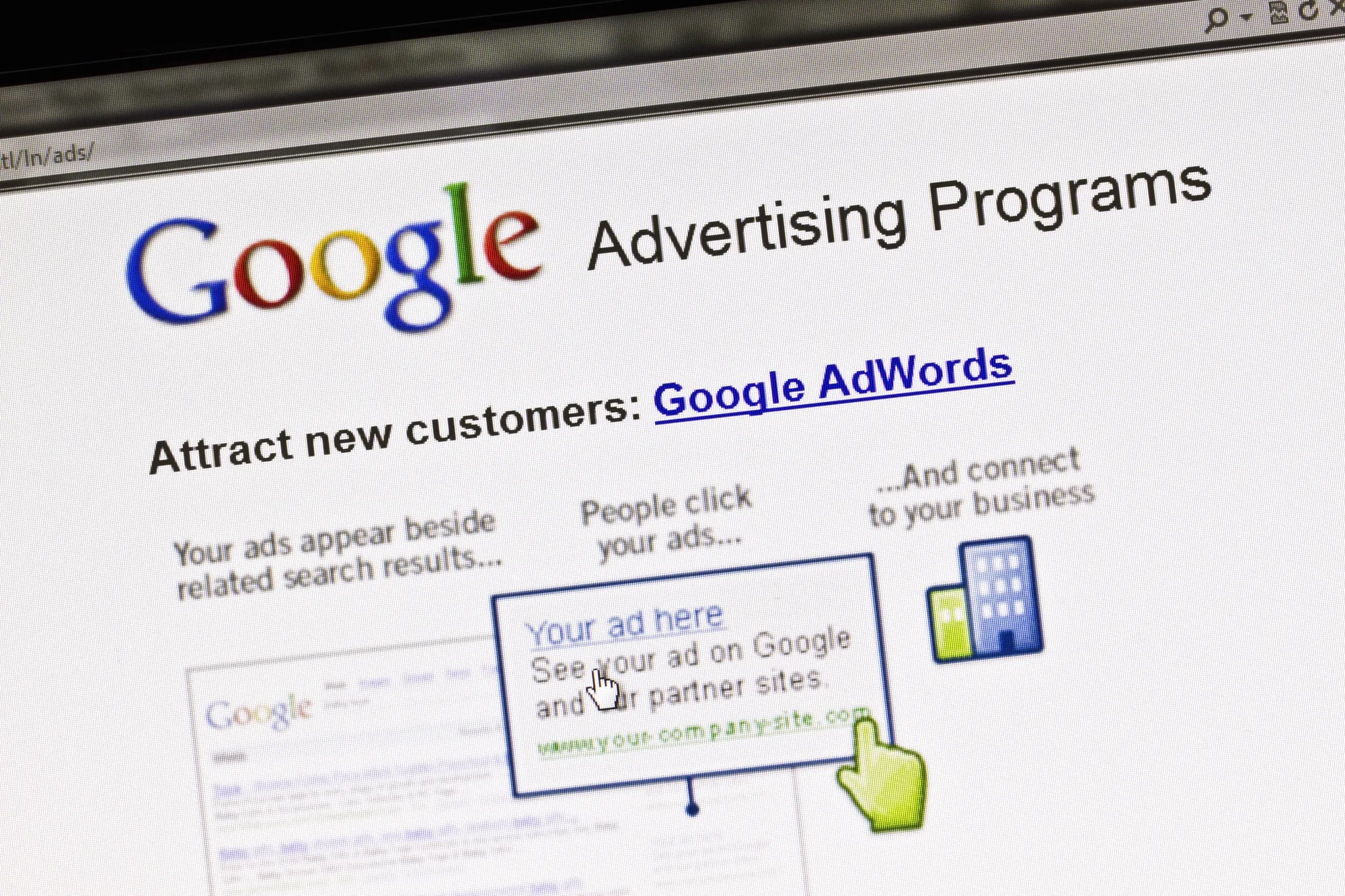 Close up of Google's Advertising Program