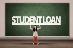 Young asian college student hold a sign of student loan