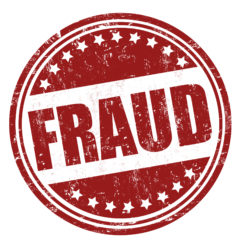 Fraud grunge rubber stamp on white, vector illustration