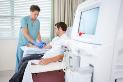 patient for renal dialysis treatment in hospital room