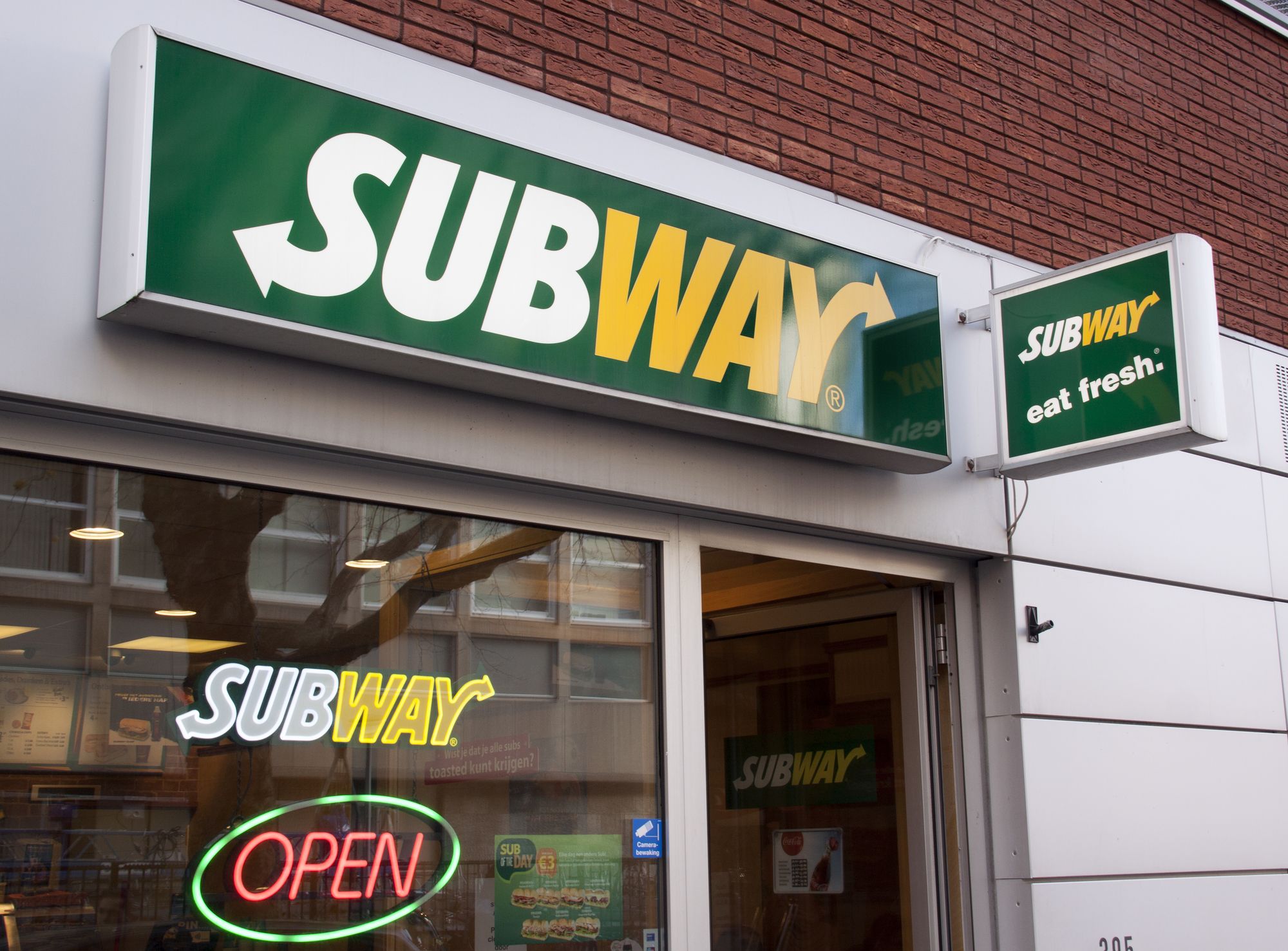 the Hague, Netherlands-november 24, 2015: facade of the subway restaurant in the hague