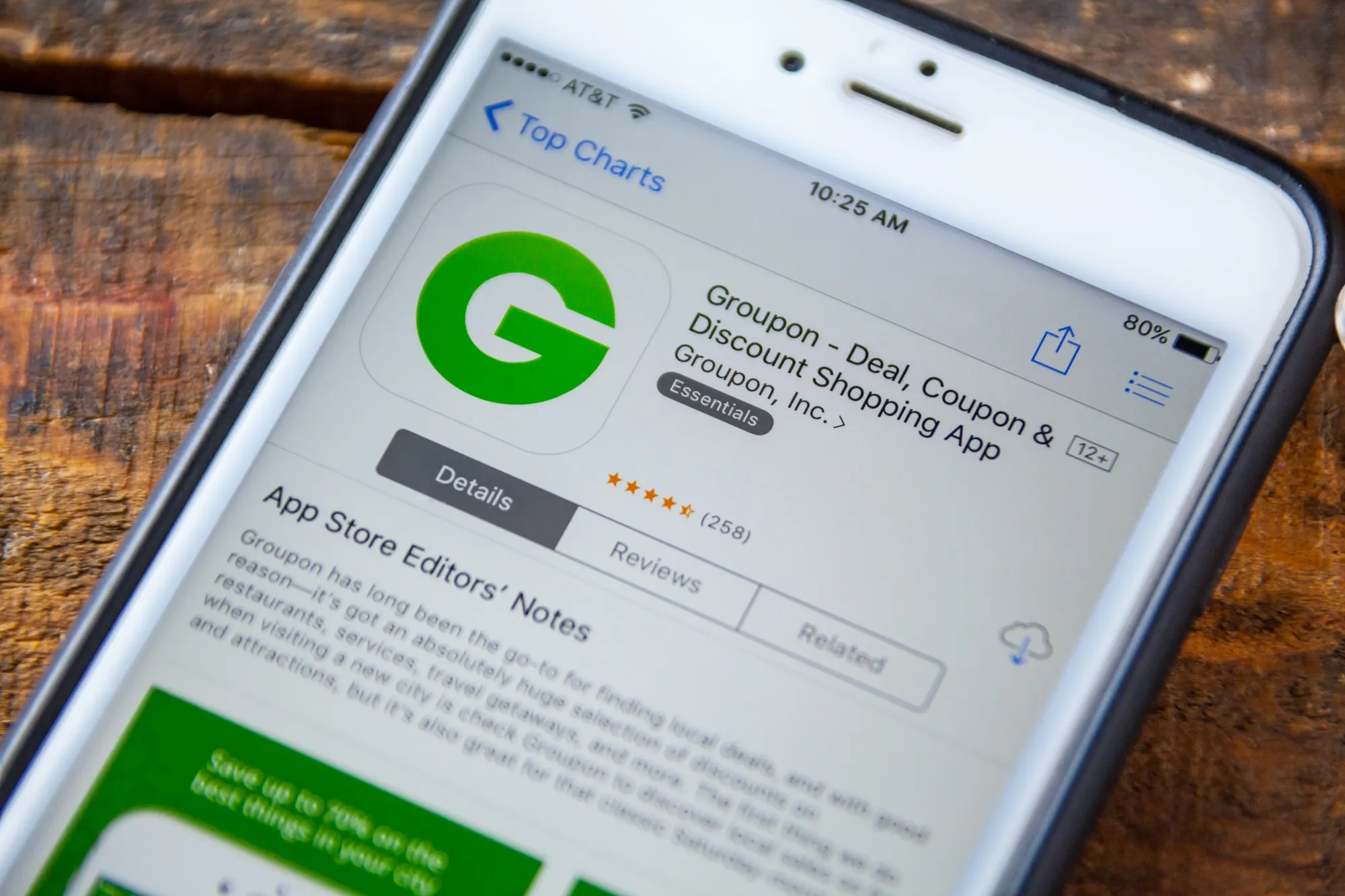 LAS VEGAS, NV - September 22. 2016 - Groupon iPhone App In The Apple App Store For Download. Selective Focus.