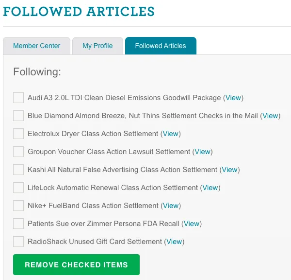 Followed Articles - Member Home