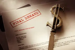 Final demand notice concept for debt, past due and overdue payment