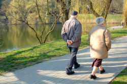 DePuy Zimmer hip implant couple walking