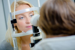 Avastin eye injections floates bubbles woman eye exam