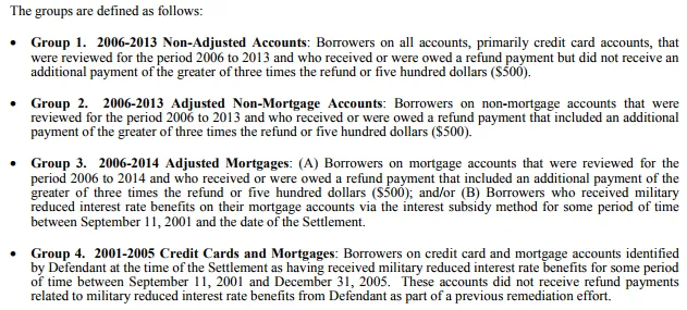 BofA class action settlement groups