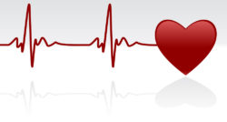 Editable vector background - heart and heartbeat symbol on reflective surface