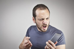 angry man on phone, robocall