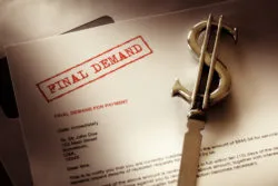 Final demand notice concept for debt, past due and overdue payment