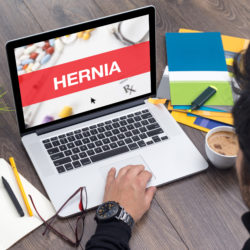 HERNIA CONCEPT ON LAPTOP SCREEN