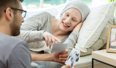 Taxotere chemotherapy permanent hair loss alopecia patient with visitor