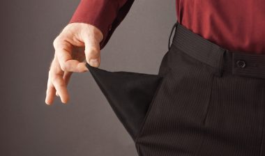 man with empty pocket, overdraft