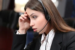 Call center operator at work