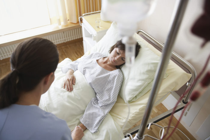 woman in hospital bed