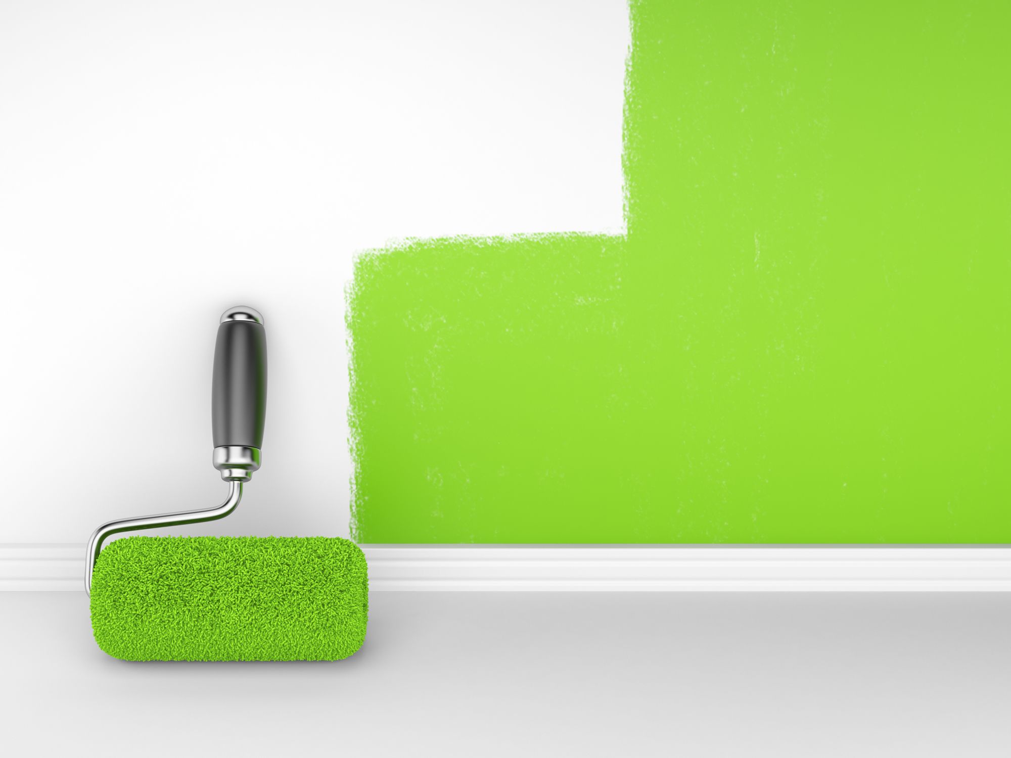 Painting of an empty wall. Renovation home. 3D illustrationn